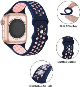 img 3 attached to 🌈 YAXIN спортивный ремешок для Apple Watch 38MM 40MM 41MM 42MM 44MM 45MM для женщин, дышащая мягкая силиконовая замена двухцветного ремешка с воздушными отверстиями для iWatch Series 7 6 5 4 3 2 1 SE