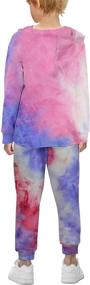 img 3 attached to Girls and Boys Tiedye 2-Piece Sweatsuits: Pullover Hooded Sweatshirt 👧 and Sweatpants Set, Hoodie Tracksuits with Pocket - Sportswear for Kids