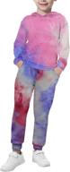 girls and boys tiedye 2-piece sweatsuits: pullover hooded sweatshirt 👧 and sweatpants set, hoodie tracksuits with pocket - sportswear for kids logo