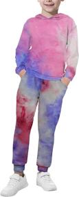 img 4 attached to Girls and Boys Tiedye 2-Piece Sweatsuits: Pullover Hooded Sweatshirt 👧 and Sweatpants Set, Hoodie Tracksuits with Pocket - Sportswear for Kids