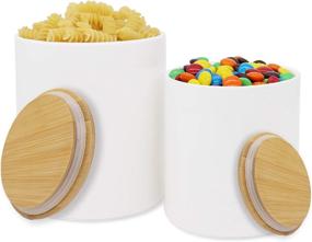 img 4 attached to 🍽️ DeeCoo Set of 2 Ceramic Food Storage Jars with Airtight Bamboo Lid - 54 FL oz (1600 ML) & 27 FL oz (800 ML) Kitchen Canister and Utensil Holder for Oatmeal, Tea, Coffee, Spice, Nuts, and Dry Goods