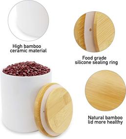 img 2 attached to 🍽️ DeeCoo Set of 2 Ceramic Food Storage Jars with Airtight Bamboo Lid - 54 FL oz (1600 ML) & 27 FL oz (800 ML) Kitchen Canister and Utensil Holder for Oatmeal, Tea, Coffee, Spice, Nuts, and Dry Goods