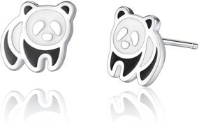 img 4 attached to Panda Earrings Hypoallergenic Sterling Silver