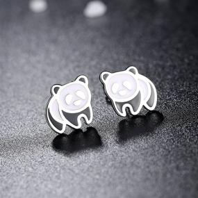 img 3 attached to Panda Earrings Hypoallergenic Sterling Silver