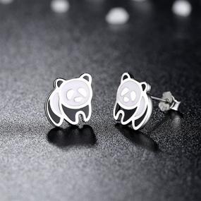 img 1 attached to Panda Earrings Hypoallergenic Sterling Silver