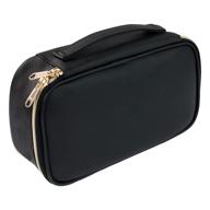 💼 compact and stylish makeup bag: portable small cosmetic bag for women & girls - black logo