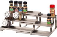 🔪 alhom stainless steel spice rack organizer - 3 tier expandable shelf for cabinet, wall mount, countertop, pantry logo