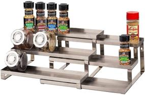 img 4 attached to 🔪 ALhom Stainless Steel Spice Rack Organizer - 3 Tier Expandable Shelf for Cabinet, Wall Mount, Countertop, Pantry