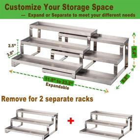 img 3 attached to 🔪 ALhom Stainless Steel Spice Rack Organizer - 3 Tier Expandable Shelf for Cabinet, Wall Mount, Countertop, Pantry