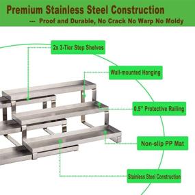 img 2 attached to 🔪 ALhom Stainless Steel Spice Rack Organizer - 3 Tier Expandable Shelf for Cabinet, Wall Mount, Countertop, Pantry