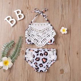 img 3 attached to 👙 Floral Lace Sling Bikini Shell Flower Top + Shorts Bathing Suits for Toddler Baby Girls