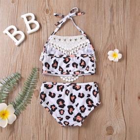 img 2 attached to 👙 Floral Lace Sling Bikini Shell Flower Top + Shorts Bathing Suits for Toddler Baby Girls