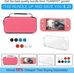 img 3 attached to Switch Lite Accessories Kit - Carrying Case, TPU Protective Cover, Screen Protector, Thumb Grips (Coral)