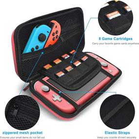 img 2 attached to Switch Lite Accessories Kit - Carrying Case, TPU Protective Cover, Screen Protector, Thumb Grips (Coral)