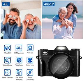 img 3 attached to 📸 High Definition Digital Camera, YouTube Vlogging Camcorder with 4K 48MP Resolution, 16X Digital Zoom, 3.0" Flip Screen, and SD Card | Ideal for Photography and Blogging