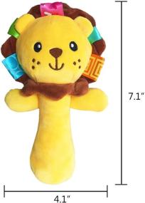 img 2 attached to 🦁 Soft Plush Lion Baby Rattle Set: Squeaker Sticks & Hand Rattles for Ages 0-9 Months - Perfect for Boys & Girls!