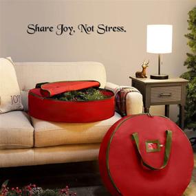 img 3 attached to 🎄 Breathable Non-Woven Fabric Christmas Wreath Storage Bag 36" (2 Pack) - Dual Zippered Bag for Artificial Holiday Wreaths, 2 Reinforced Canvas Handles, Card Slot for Labeling