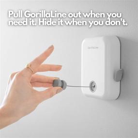 img 1 attached to 🐵 GorillaLine – Indoor Outdoor Retractable Clothesline: Heavy Duty Clothes Drying Laundry Line, Wall Mounted, Retracting Hanging Clothing Drying Rack with Lock to Prevent Sagging