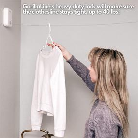 img 2 attached to 🐵 GorillaLine – Indoor Outdoor Retractable Clothesline: Heavy Duty Clothes Drying Laundry Line, Wall Mounted, Retracting Hanging Clothing Drying Rack with Lock to Prevent Sagging