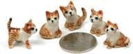 charming set of 5 tiny brown tabby cat ceramic mini figurines, perfect for pet lovers and animal decor логотип