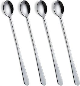 img 4 attached to IQCWOOD 9-Inch Long Handle Spoon Set ☕ - Perfect for Tea, Coffee, Ice Cream, and Cocktails