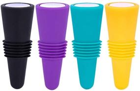 img 4 attached to 🍾 FEIPUKER Colorful Silicone + Stainless Steel Wine Stoppers for Bottles - Wine Outlet Cap, Bottle Cover, Beverage Bottle Stoppers (Color 4)