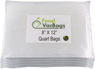 🧳 200 quart sized 8x12 foodvacbags vacuum sealer storage bags: bpa free, commercial grade, easy to use, presealed on 3 sides - better value than rolls! логотип