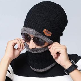 img 3 attached to 🧣 Stylish Knit Skull Cap & Scarf Set - Warm Winter Beanie Hat for Men Women