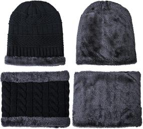 img 2 attached to 🧣 Stylish Knit Skull Cap & Scarf Set - Warm Winter Beanie Hat for Men Women