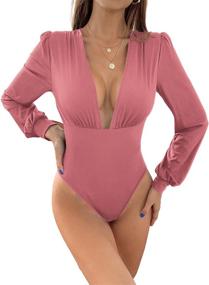 img 4 attached to Milumia Womens Stretchy Bodysuit Leotard Women's Clothing and Bodysuits