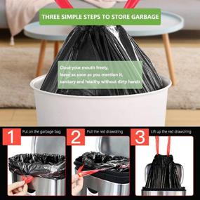 img 1 attached to 🗑️ 100 Count Small Trash Bags - 4-6 Gallon Drawstring Wastebasket Liners for Kitchen, Bathroom, Office, Car - Extra Thick Garbage Bags - 1.1 Mil - (19.7 x 27.6 inch)