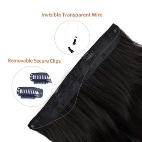 img 2 attached to 🖤 Black REECHO Halo Hair Extensions - Invisible Transparent Wire, Adjustable Size, Removable Clips, Curly/Wavy Secret Hairpiece - 20 Inch, 5.0 Oz