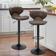 phi villa swivel bar stools set of 2 counter height, adjustable chairs with footrest - modern back design for kitchen island/counter and dining room, capacity up to 350 lbs - brown logo