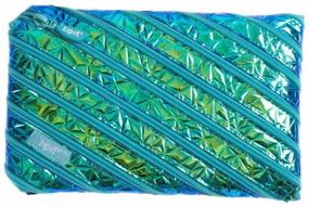 img 4 attached to 📚 Blue-Green ZIPIT Metallic Large Pencil Case for Girls - Large Capacity Pouch, Holds Up to 60 Pens, Made of One Long Zipper!