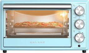 img 4 attached to 🍕 Galanz Large 6-Slice True Convection Toaster Oven: 8-in-1 Combo, Retro Blue Design, 12” Pizza, Dehydrator, Keep Warm Setting, Baking Pan and Rack Included