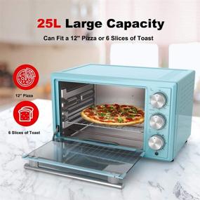 img 2 attached to 🍕 Galanz Large 6-Slice True Convection Toaster Oven: 8-in-1 Combo, Retro Blue Design, 12” Pizza, Dehydrator, Keep Warm Setting, Baking Pan and Rack Included