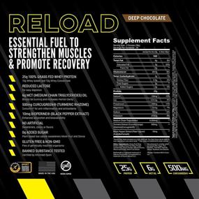 img 3 attached to 🍫 Arma Sport Reload - Grass Fed Whey Protein Powder - 25g per Scoop - with MCT Oil, Curcugreen & Bioperine (Deep Chocolate, 16 Servings)