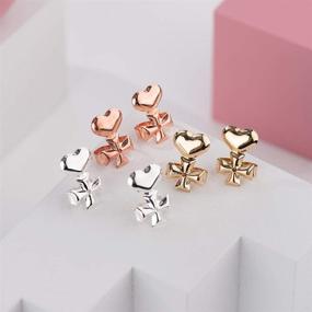 img 1 attached to Hypoallergenic Ryer Earring Lifters & Backs: 3 Pairs of Adjustable Earring 👂 Lifts for Drooping Earrings - Gold Plated, Silver, Rose Gold - Cross Style