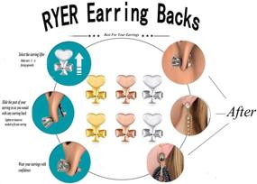 img 3 attached to Hypoallergenic Ryer Earring Lifters & Backs: 3 Pairs of Adjustable Earring 👂 Lifts for Drooping Earrings - Gold Plated, Silver, Rose Gold - Cross Style