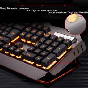 img 2 attached to LexonElec@ Technology Keyboard Mouse Combo Gamer Wired Orange Yellow LED Backlit Metal Pro Gaming Keyboard with 3200DPI 6 Buttons Mouse and Mouse Pad for Laptop PC (Black & Yellow Backlit Mute Mouse)
