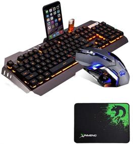img 4 attached to LexonElec@ Technology Keyboard Mouse Combo Gamer Wired Orange Yellow LED Backlit Metal Pro Gaming Keyboard with 3200DPI 6 Buttons Mouse and Mouse Pad for Laptop PC (Black & Yellow Backlit Mute Mouse)