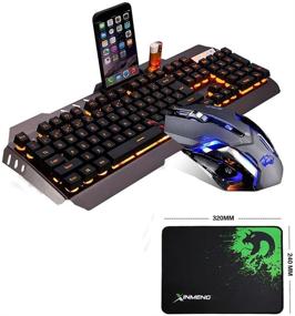 img 3 attached to LexonElec@ Technology Keyboard Mouse Combo Gamer Wired Orange Yellow LED Backlit Metal Pro Gaming Keyboard with 3200DPI 6 Buttons Mouse and Mouse Pad for Laptop PC (Black & Yellow Backlit Mute Mouse)