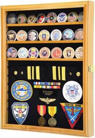 img 2 attached to Premium 56 Challenge Coin Display Case Cabinet - Adjustable Shelves - Fits Larger Coins - 98% UV Protection (Oak Finish)