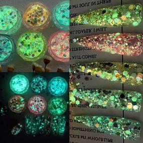 img 2 attached to 12-Color Glow in The Dark Nail Glitter: Luminous, Holographic Chunky Glitter for 🌟 Crafts, Party Decorations, Weddings, Cards, Flowers, Scrapbooking, Body, Face, Nails, and Glitter Slime Making.