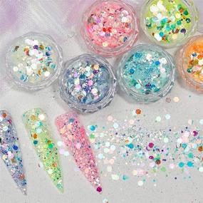 img 1 attached to 12-Color Glow in The Dark Nail Glitter: Luminous, Holographic Chunky Glitter for 🌟 Crafts, Party Decorations, Weddings, Cards, Flowers, Scrapbooking, Body, Face, Nails, and Glitter Slime Making.