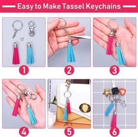 img 1 attached to PAXCOO 2 1/8 Inch Keychain Tassels Bulk for Crafts - 120Pcs Tassels Charms for Jewelry Making, Leather Key Chain Tassel Charms for Resin Epoxy, Acrylic Blanks Keychains, Bracelets