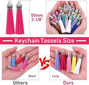 img 2 attached to PAXCOO 2 1/8 Inch Keychain Tassels Bulk for Crafts - 120Pcs Tassels Charms for Jewelry Making, Leather Key Chain Tassel Charms for Resin Epoxy, Acrylic Blanks Keychains, Bracelets