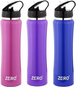 img 3 attached to Zero Degree Stainless Steel Water Bottle: Leak Proof Lid, Vacuum Insulated Double Wall, 18oz Purple Sport Bottle with Straw - Keeps Drinks Cold for 24 Hours