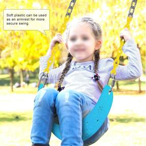 img 2 attached to 🪁 SELEWARE Swing Seat - Heavy Duty Playground Swing Set with 66" Plastic Coated Chain and Carabiners - Non Slip Swing Set Accessories Replacement for Adult and Kids - Indoor and Outdoor Playground - Blue