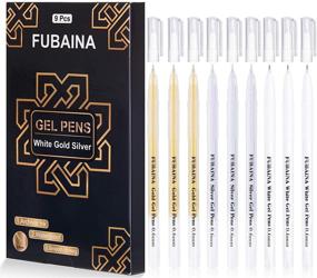 img 4 attached to 🖊️ Set of 9 FUBAINA White Gold Silver Gel Pens - Archival Ink Fine Tip Sketching Pens for Illustration Design, Art Drawing, Black Paper Drawing, Adult Coloring Book - 3 Colors Gel Ink Pen Pack